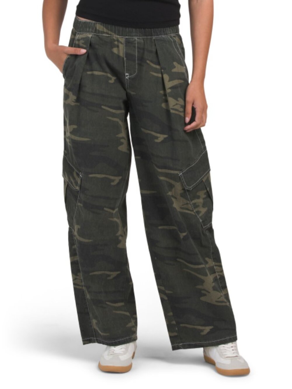 CALI1850 Camo Printed Cargo Pull On Pants